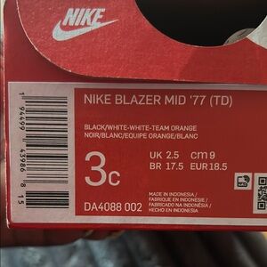 Nike Blazer Mid '77 TD in Black, White, and Orange